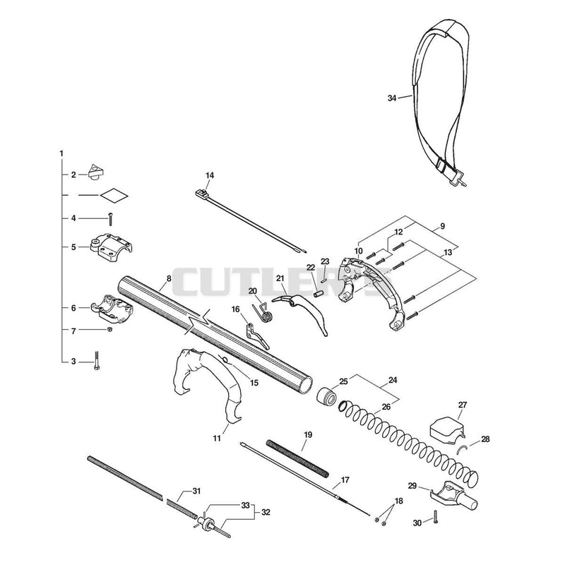 HANDLE, STOP SWITCH, THROTTLE CABLE, DRIVESHAFT
