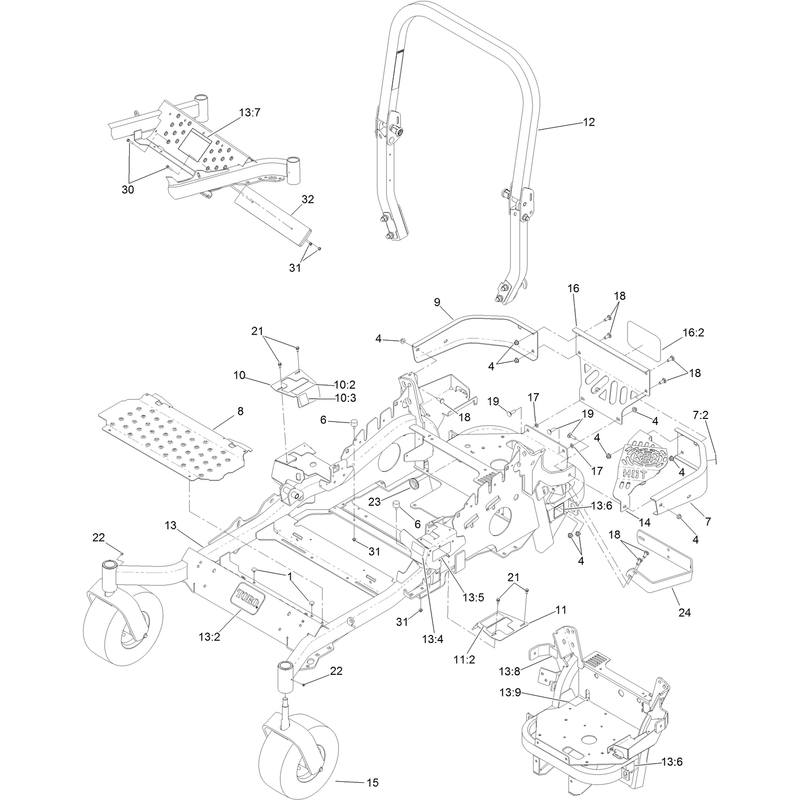 Frame and Caster Wheel Assembly