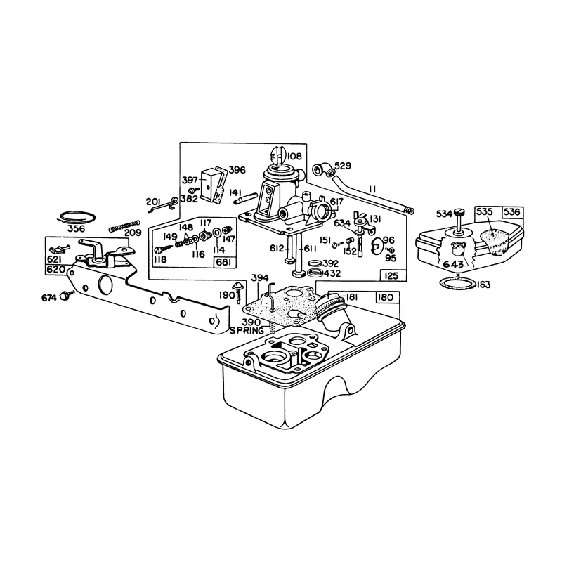 Briggs and Stratton Carburetor Assembly Model 92908-1842-01 for 21in Hand Propelled Model 16155 for 21in Self Propelled Model 16287