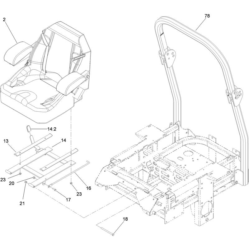 Seat and Roll Over Protection System Assembly