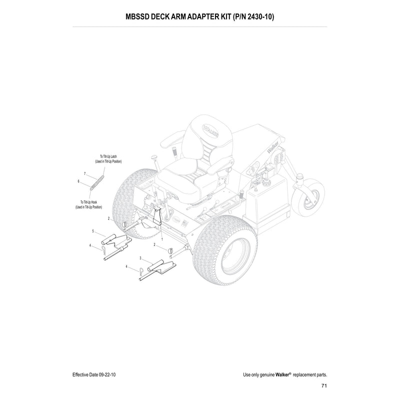 MBSSD DECK ARM ADAPTER KIT (P/N 2430-10)