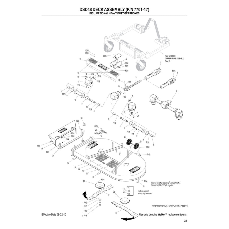 DSD48 DECK ASSEMBLY (P/N 7701-17)