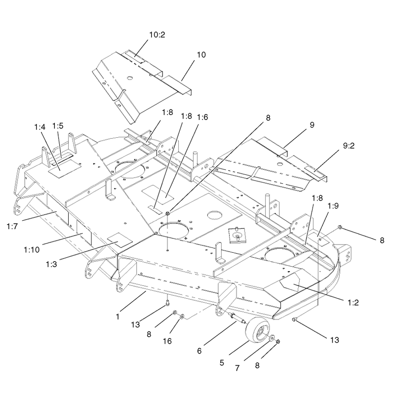 Deck Deflector and Roller Assembly