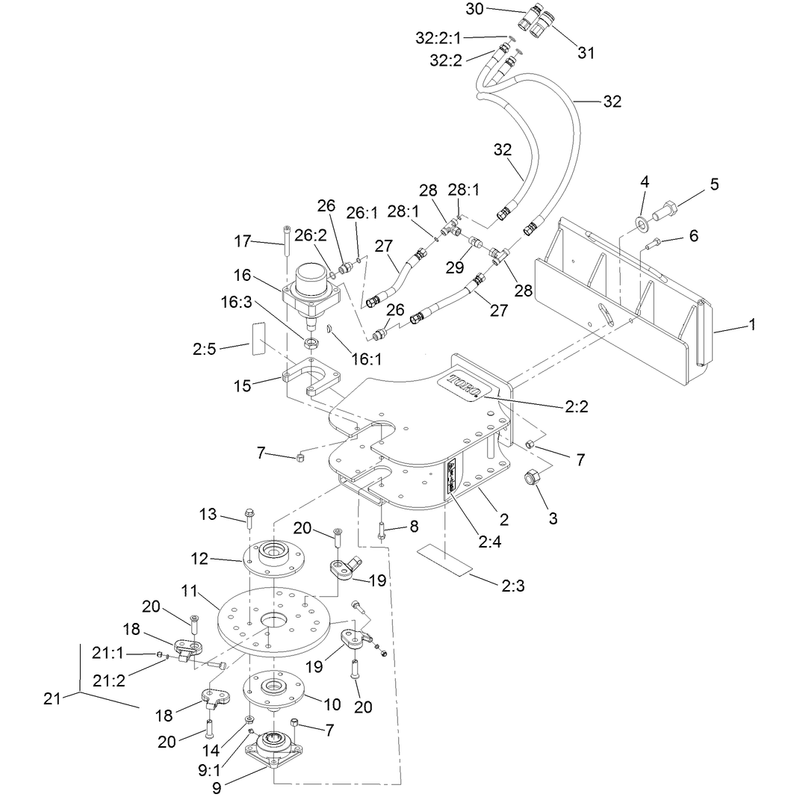 Grinder Frame and Hydraulic Motor Assembly