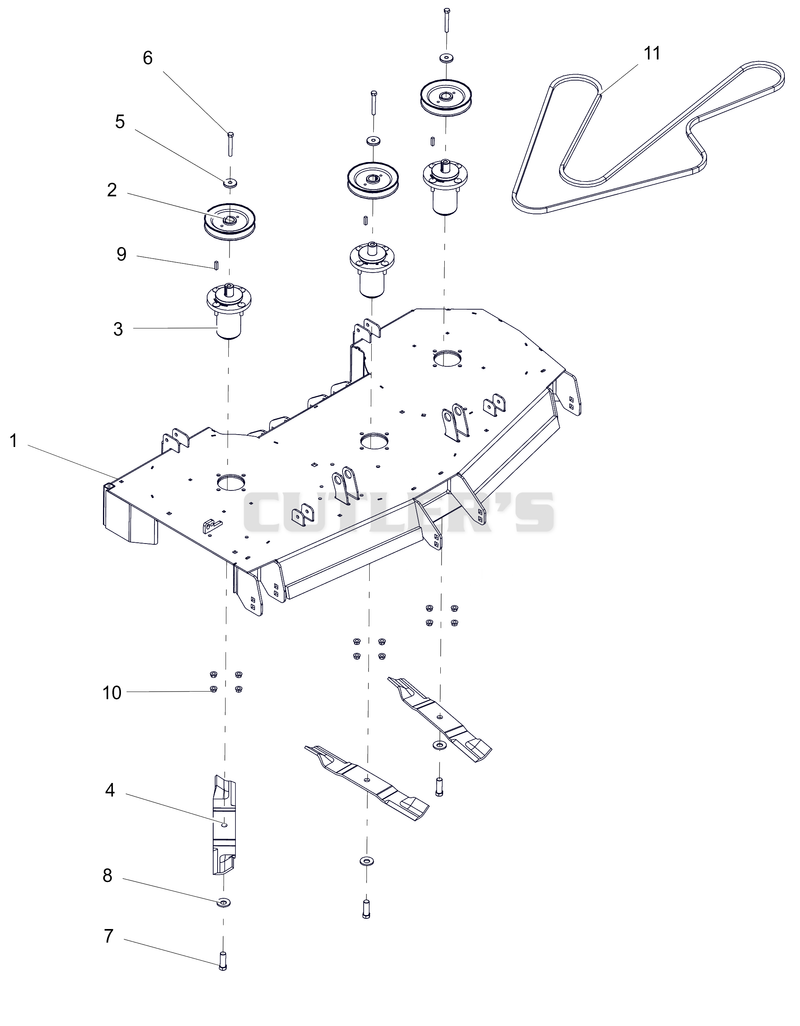 Deck, Belts, Blades and Spindles - 52"