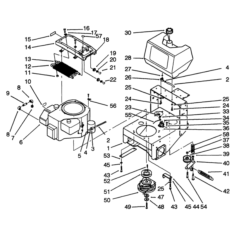 Frame Engine Fuel Tank Clutch and Cooler Ass Y