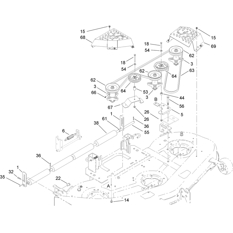 Deck Roller Belt Cover and Pulley Assembly