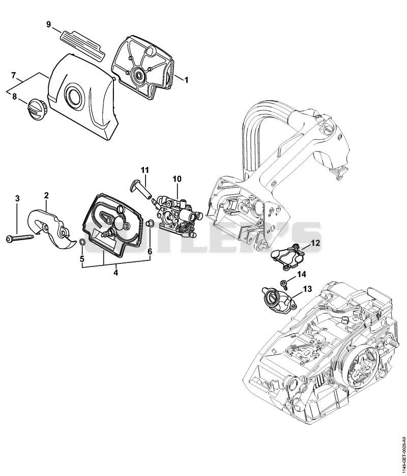 Air filter, Carburetor box cover