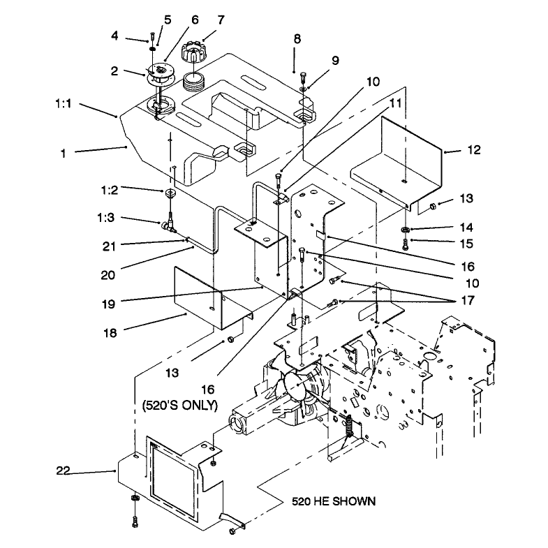 Fuel Tank and Hydro Fan Control Assembly 500