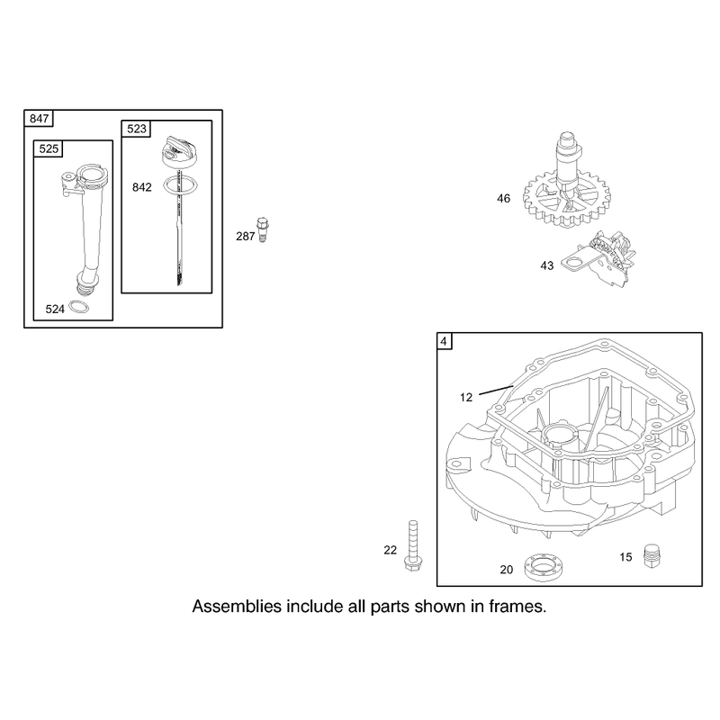 Crankcase Assembly Briggs and Stratton Model 122607-0116-E1