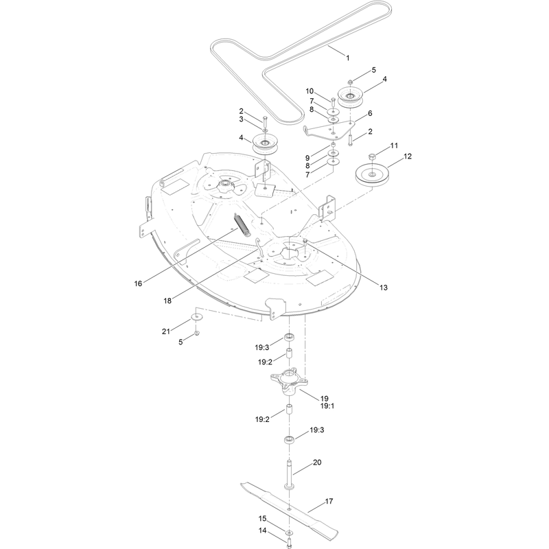 42 Inch Deck, Belt and Blade Assembly