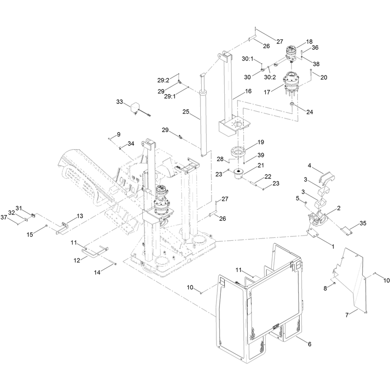 Planetary Rod Guide and Stakedown Cage Assembly