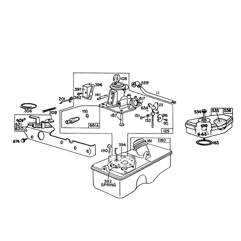 Briggs and Stratton Carburetor Assembly Model 93508-0195-01 for 21in Hand Propelled Model 16310