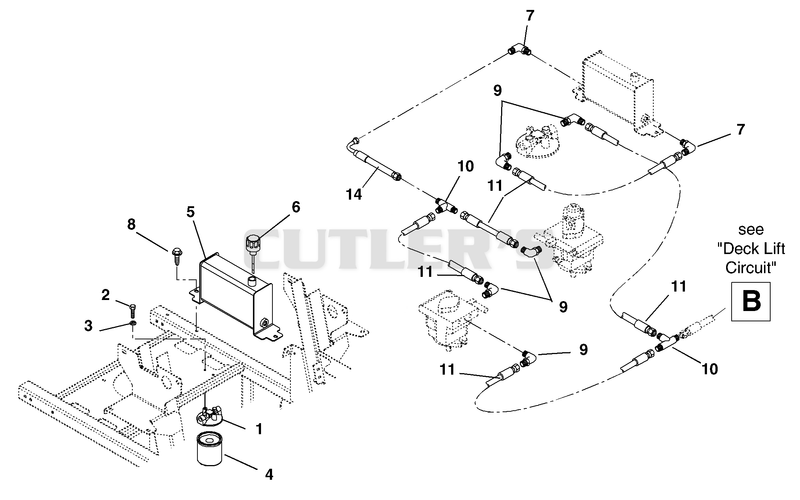 Hydraulic Tank, Filter And Pump To Tank Circuit