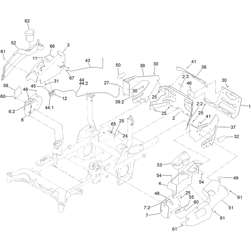 Throttle Choke Cables and Guard Assembly