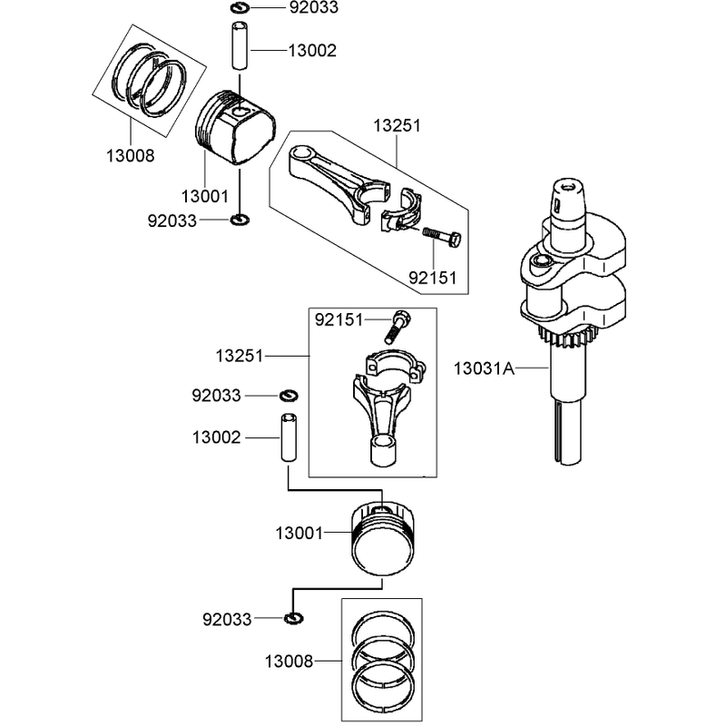 Piston and Crankshaft Assembly  Kawasaki FH541V-DS23