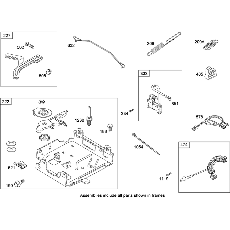 Governor, Controls and Ignition Assembly  Briggs and Stratton 15D104-0113-E8