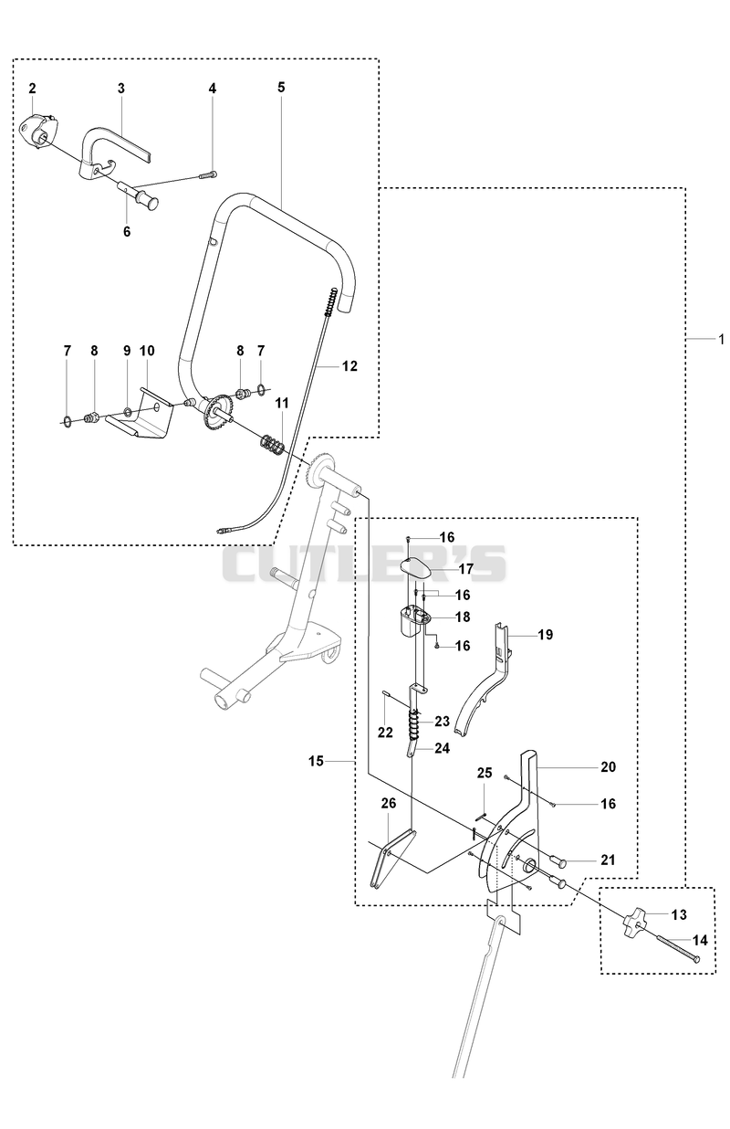 Handlebar Assy And Throttle Handle Assy And Wire Assy