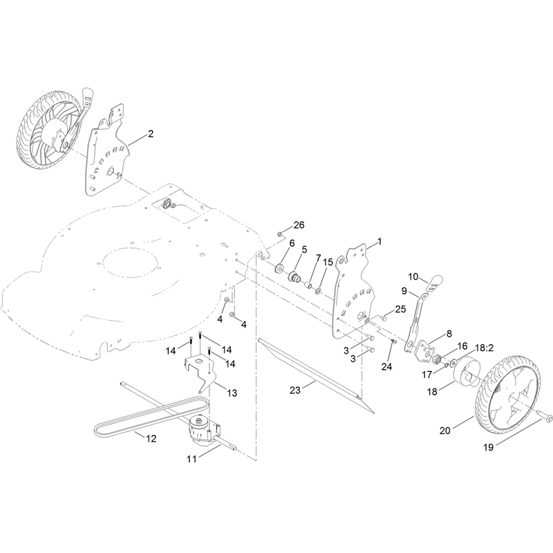 Rear Wheel and Height of Cut Assembly