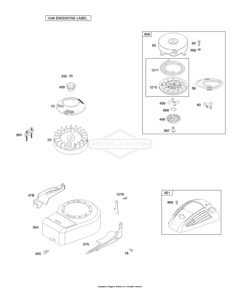 Blower Housing/Shrouds, Flywheel, Rewind Starter