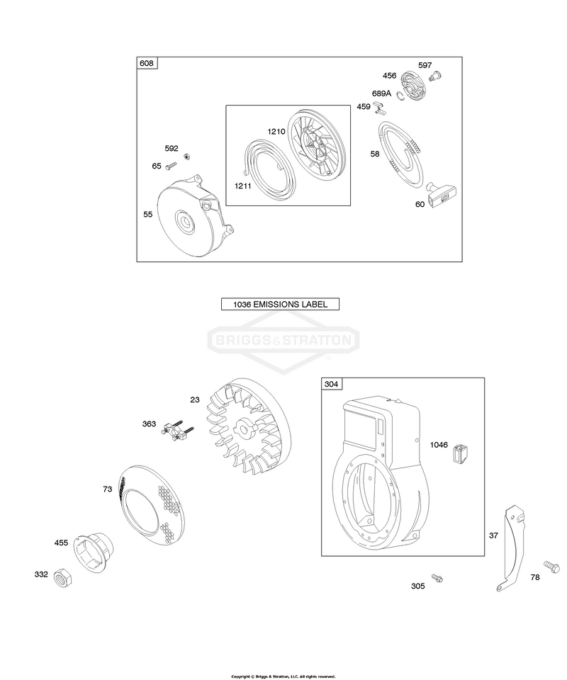 Blower Housing/Shrouds, Flywheel, Rewind Starter