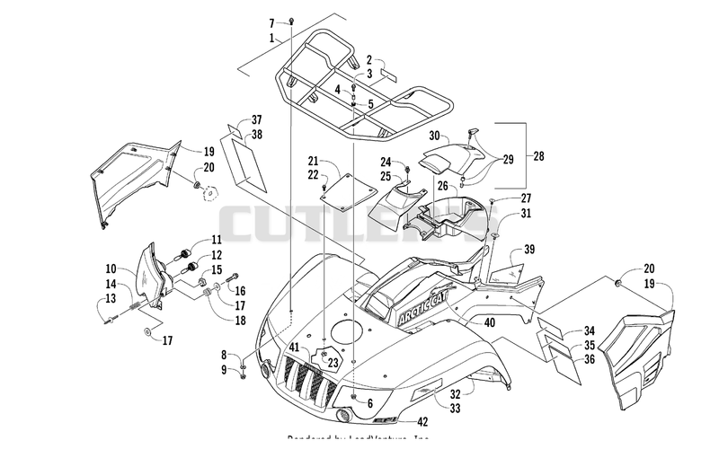 FRONT RACK, BODY PANEL, AND HEADLIGHT ASSEMBLIES [97314]