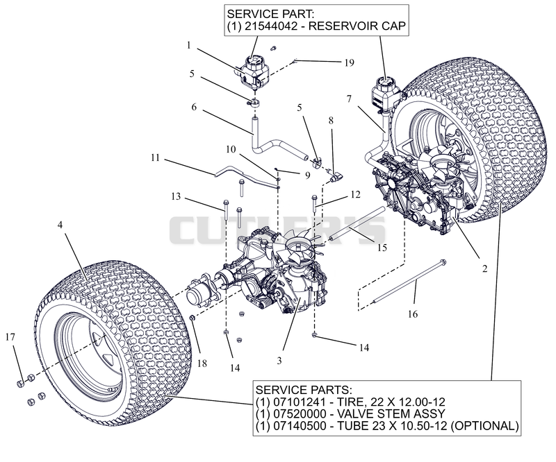 Rear Tires and Transaxles - 60"