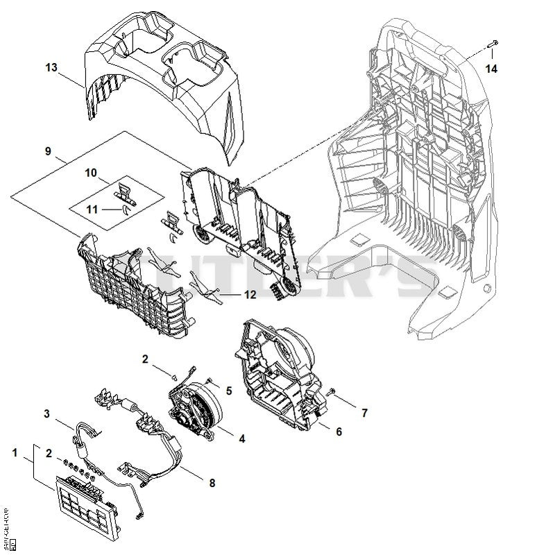 Electric motor, Electronic module, Battery compartment