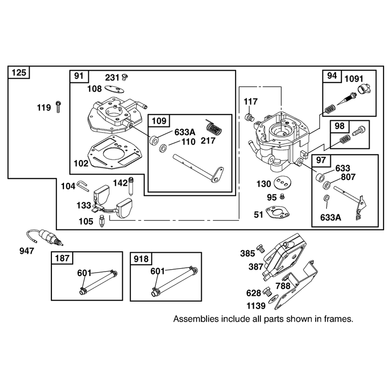 Carburetor and Fuel Pump Assembly Briggs and Stratton 303447-1314-E1