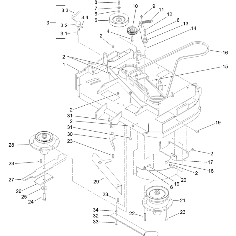 Deck Drive and Baffle Assembly