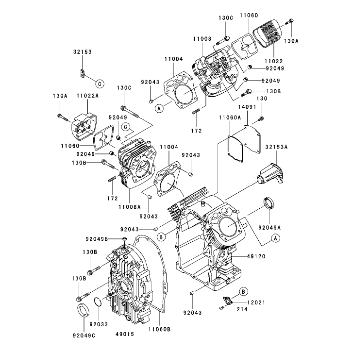 CylinderCrankcase Assembly Kawasaki FH721D-AS05