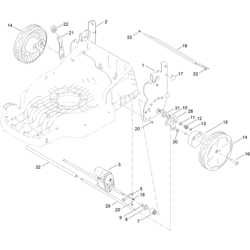 Rear Wheel and Height of Cut Assembly