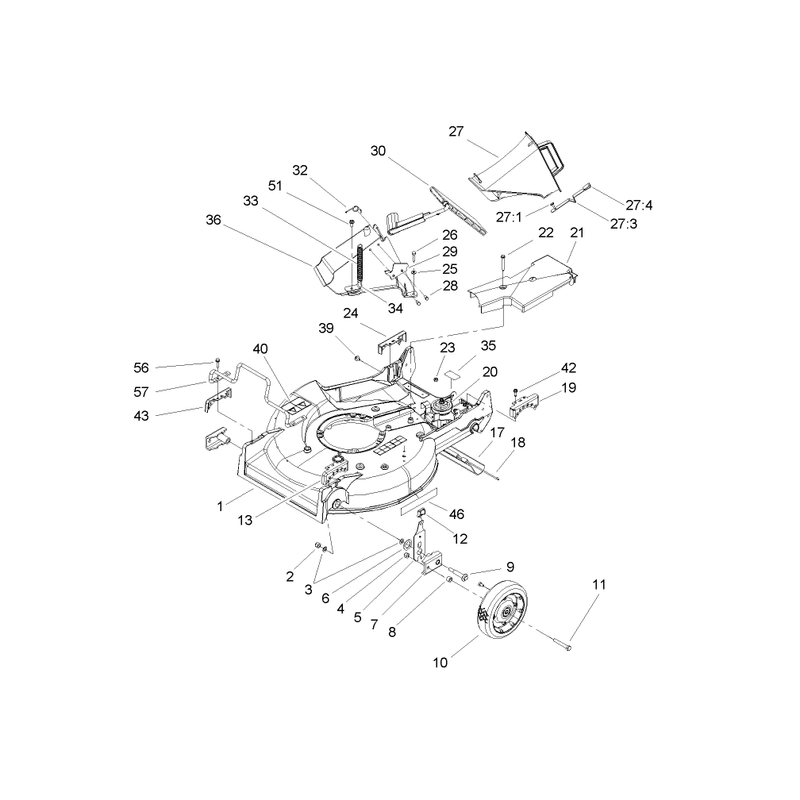 Deck Chute and Wheel Assembly