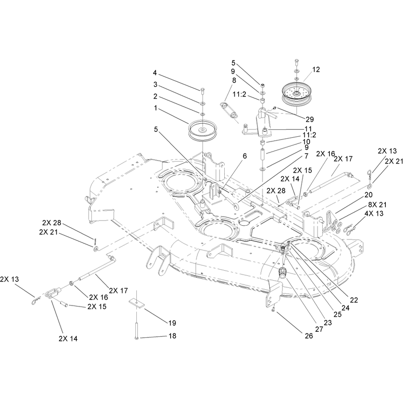 52in Deck Belt Drive and Lift System Assembly