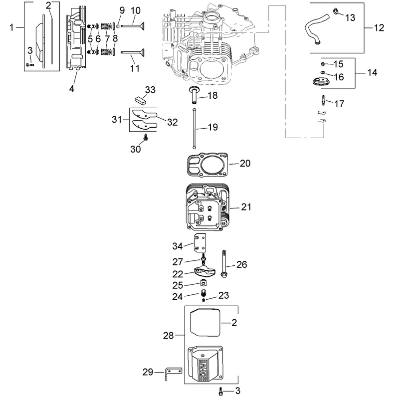Head Valve and Breather Assembly Kohler SV720-0032