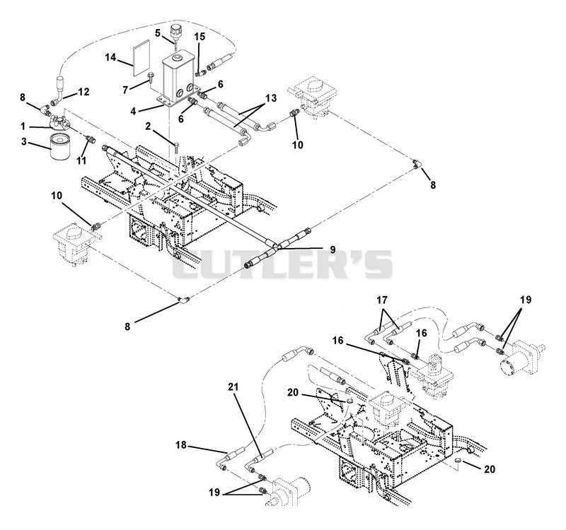 Hydraulic Tank, Filter And Pump To Tank Circuit