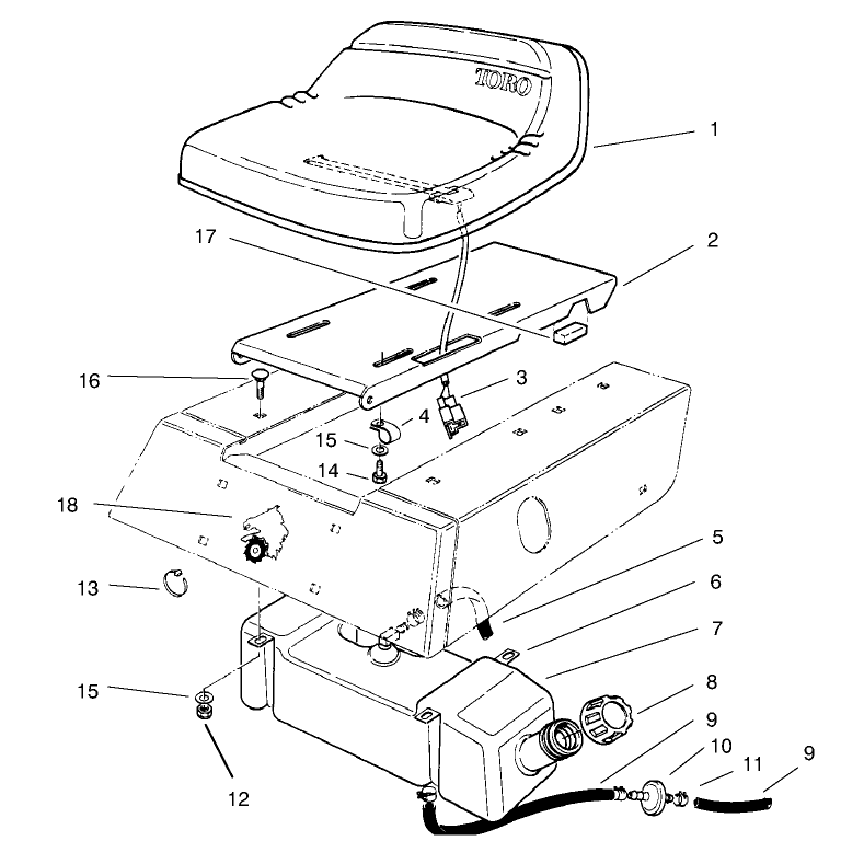 Seat and Gas Tank Assembly