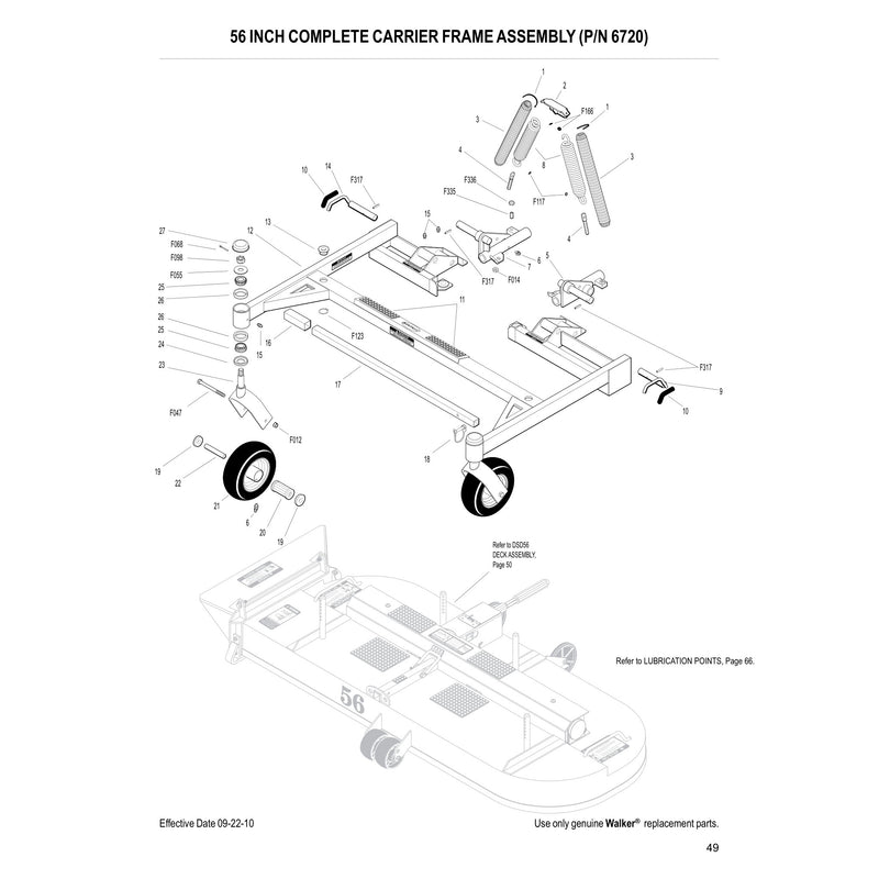 56 INCH COMPLETE CARRIER FRAME ASSEMBLY (P/N 6720)