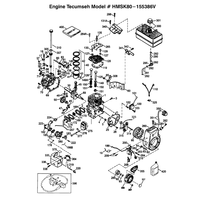 Engine Tecumseh Model #hmsk80-155386v