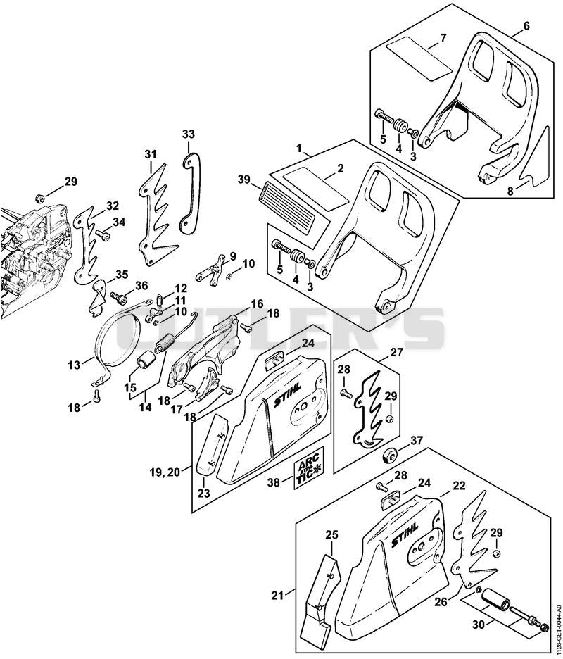 Chain brake, Chain sprocket cover
