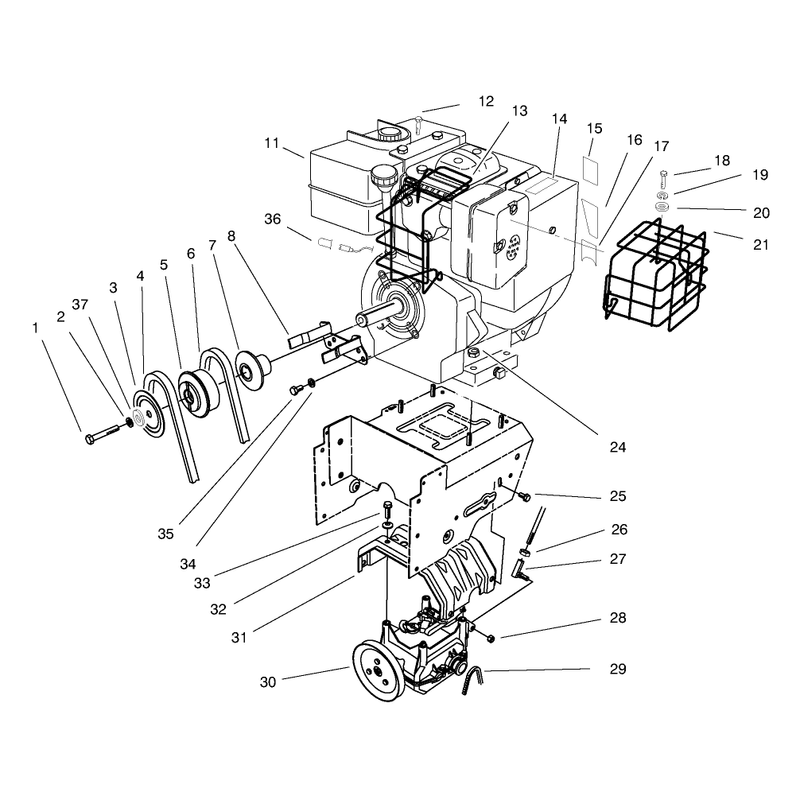 Engine, Transmission Drive Assembly