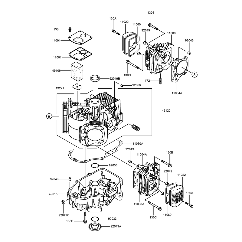 Cylinder and Crankcase Assembly Kawasaki FH541V-BS30 R