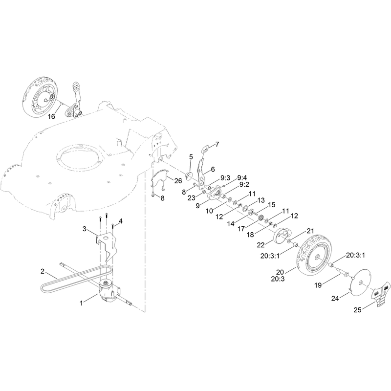Rear Wheel and Height of Cut Assembly