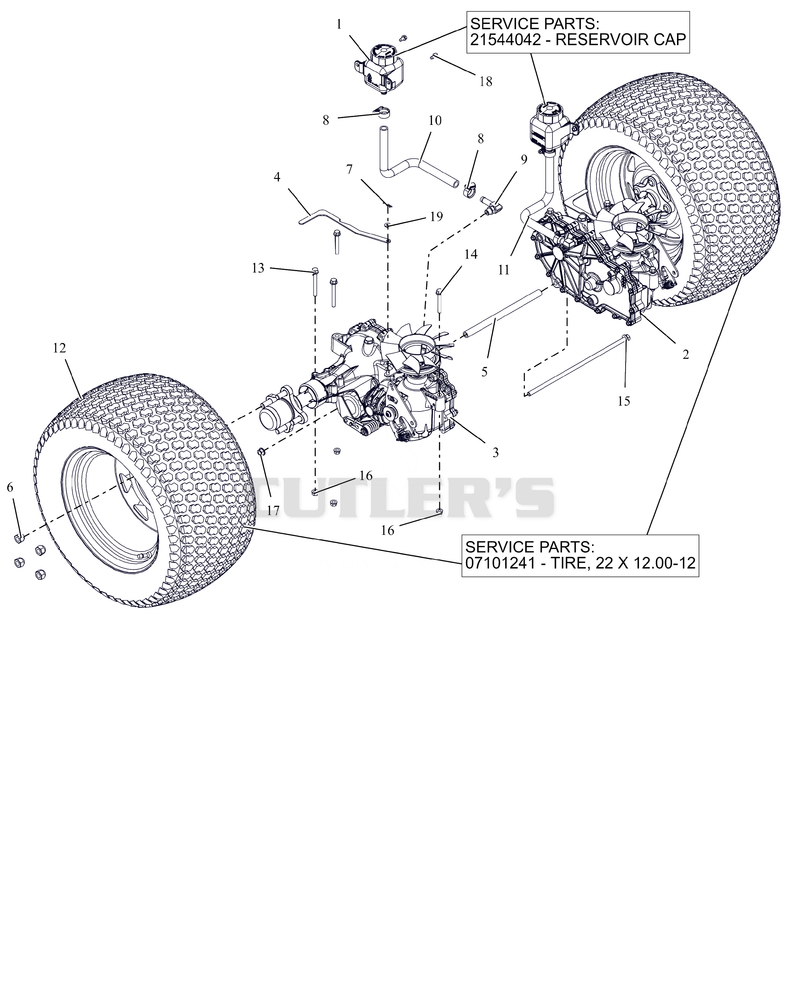 Rear Tires and Transaxles - 60"