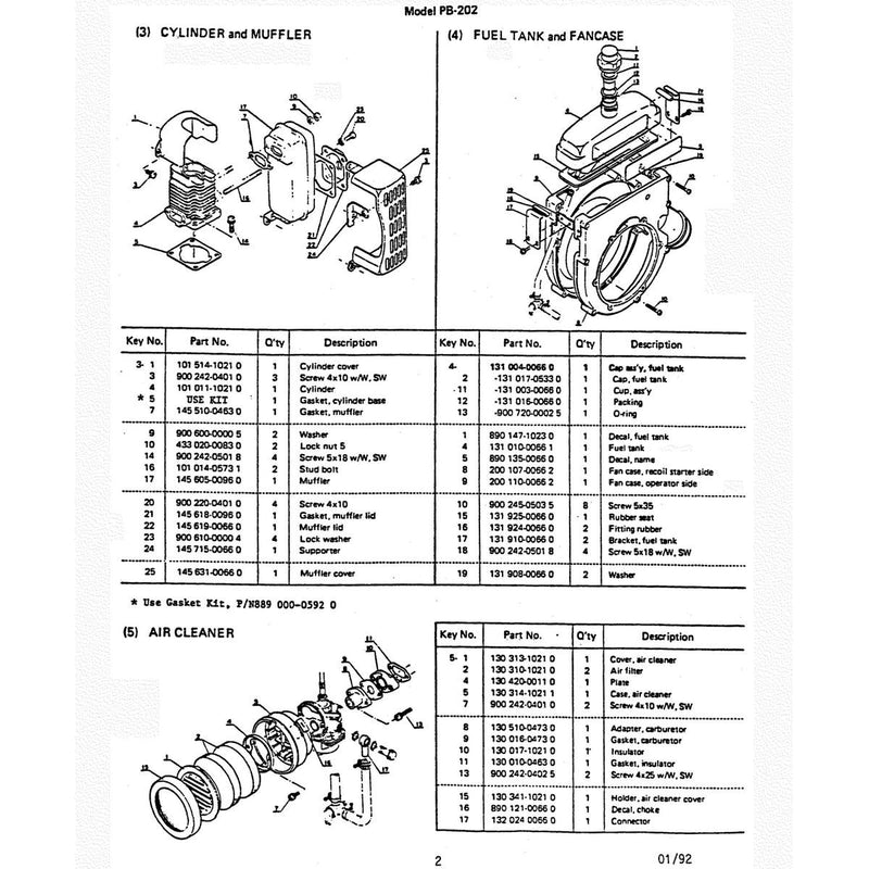 Cylinder And Muffler 4 Fuel Tank And Fancase