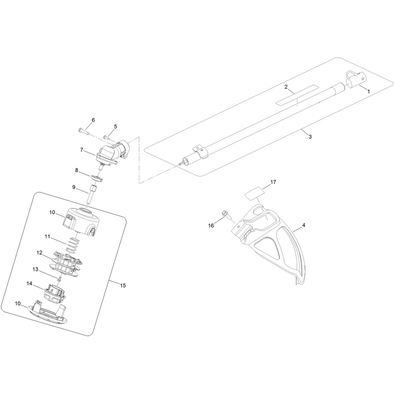 Trimmer Head, Shaft and Guard Assembly