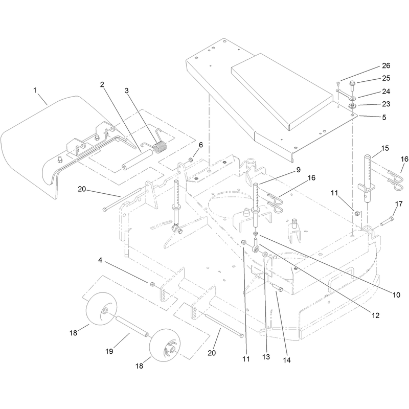 Deck Deflector Roller and Cover Assembly
