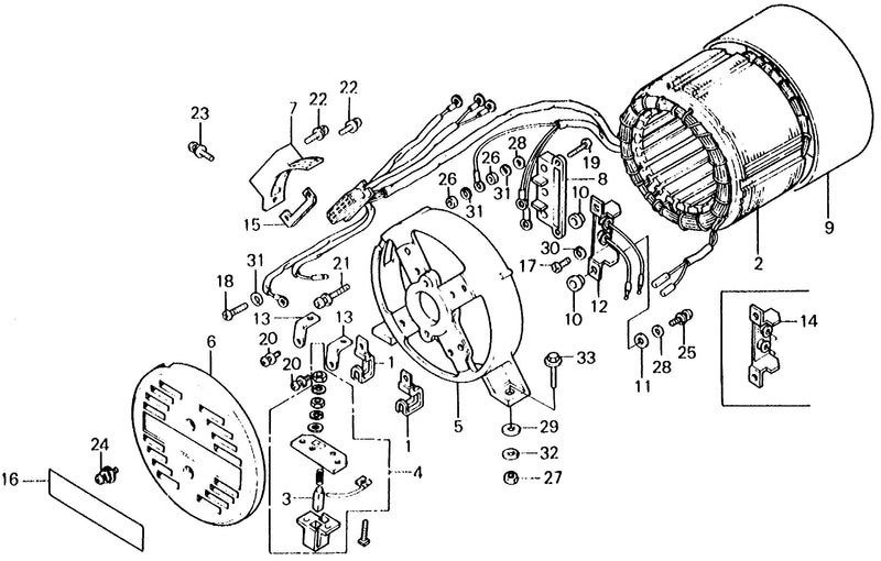 STATOR@BRUSH HOLDER@D.C. DIODE