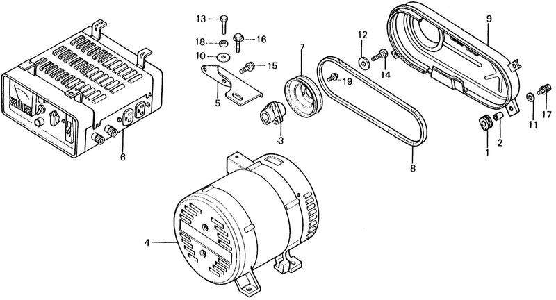 CONTROL BOX ASSY.        @ALTERNATOR ASSY.@BELT   COVER