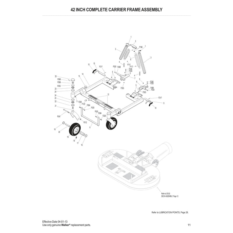 42 INCH COMPLETE CARRIER FRAME ASSEMBLY